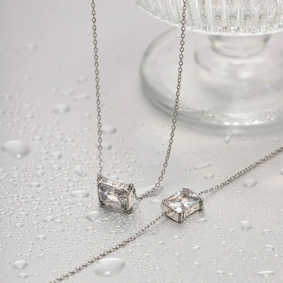 Waterproof Silver Solitaire Bracelet*Tennis Baguette Emerald Cut Diamond*JD - Picture 3 of 4